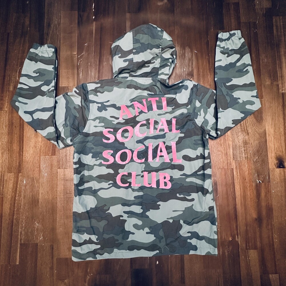 Anti Social Social Club Jacket Mens Medium Camo Pullover Anorak Hoodie